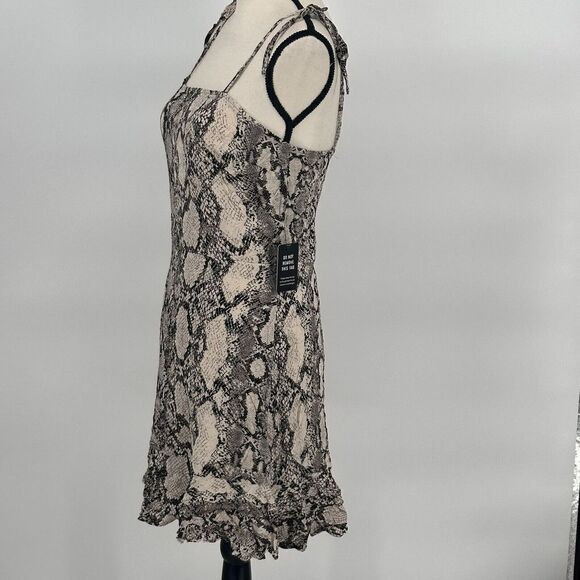 Express Snake Print Ruffles Tank Dress Rayon Size Small ‎ New Flare Short Dress - Picture 7 of 13